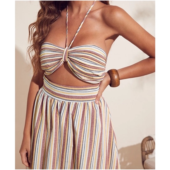 Boho Stripes Halter Flowy Maxi Dress - Picture 6 of 8